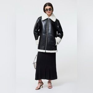 NWT French Connection Ajani Faux Leather & Faux Fur Coat